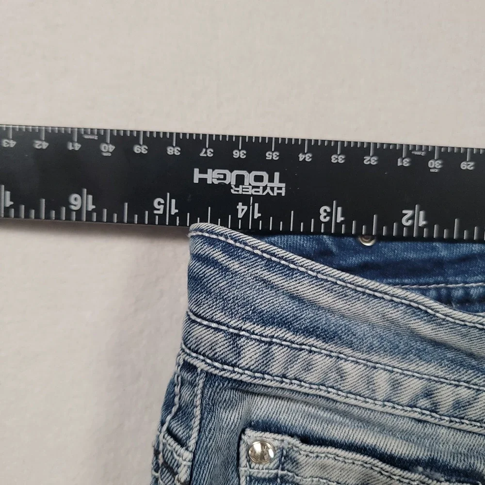 Platinum Plush Women Jeans‎ Size 9 Bootcut Blue Denim Studded Pockets